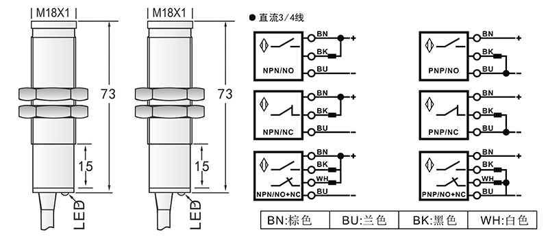 M18光電開關(guān)對(duì)射式